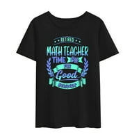 - majice za žene, ljetna majica, umirovljena ženska učiteljica matematike, ležerni vrhovi kratkih rukava s vremenskim printom, majice