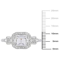 Starinski filigranski prsten od srebra s bijelim safirom od 1 karata i dijamantom od 1 karata