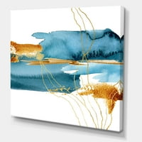 DesignArt 'Zlatna laminarijska grana s plavom podvodnom biljkom' Moderno platno zidne umjetničke print