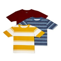 Jednobojna Majica kratkih rukava s prugama za dječake, 3 pakiranja, veličine 4 i haskija