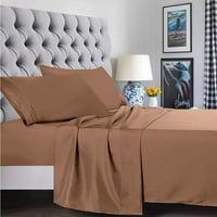 Set za krevet - posteljina s brušenim posteljinom i jastucima za posteljinu - duboki džepovi - Easy Fit - prozračni i rashladni listovi,