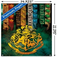 Čarobni svijet: Hari Potter - zidni plakat s kućnim grbovima s gumbima, 14.725 22.375