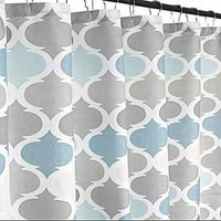 Dekor zavjesa za tuširanje u kupaonici od tkanine za muškarce ili žene: prigušeni tonovi plave i sive