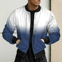 Muške zimske jakne ležerna modna jakna s patentnim zatvaračem s printom dugih rukava ležerna jakna bez kapuljače na rasprodaji