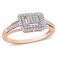 Miabella Ženska karat T.W. Diamond 10kt ružičasti kvadratni kvadratni dvostruki halo podijeljeni zaručnički prsten