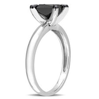 Carat T.W. Crni dijamant 14kt bijelo zlato kvadratni crni rodij zaručnički prsten pasijansa