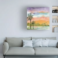 Sheila Golden 'Dva palma na Sunset' platno umjetnost