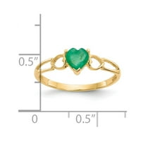 14k čvrsto žuto zlato, smaragdno zeleni svibanjski dragulj, vjenčani prsten od kamena za rođenje, Veličina 8