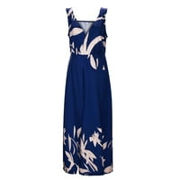 Proljetna haljina za žene za žene, ležerna široka lepršava jednodijelna haljina, ljetna ležerna haljina kratkih rukava, plava, 2