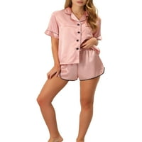 Jedinstvene ponude ženskog satenskog salona s kratkim hlačama polka točkica pidžama setovi za spavanje