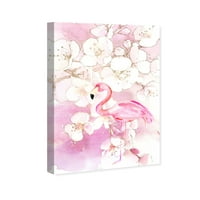 Wynwood Studio životinje zidne umjetničke platnene otiske 'cvjetajući flamingo' ptice - bijele, ružičaste