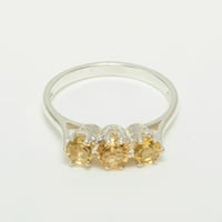 Ženski prsten za obljetnicu od bijelog zlata od 14 karata s prirodnim citrinom-veličina 6,5