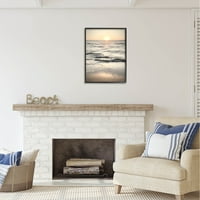 Fotografija srebrnog i zlatnog zalaska sunca, obalna fotografija, Crni uokvireni umjetnički tisak, zidna umjetnost