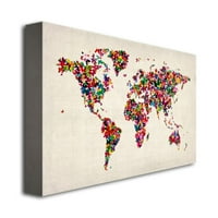Zaštitni znak Art World World Map leptirs Canvas Art by Michael Tompsett