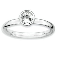 Prsten od sterling srebra s niskim okruglim bijelim topazom