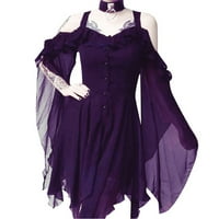 Ženska haljina Plus size modna haljina s ramena gotička haljina s remenom s volanima nepravilna haljina ljubičasta, e-mail