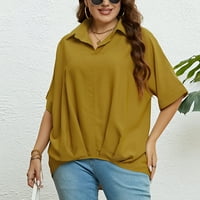 Ženske majice Rasprodaja ispod $ ženske casual proljetno ljeto ženske velike veličine jednobojne široke Ležerne košulje s ovratnikom