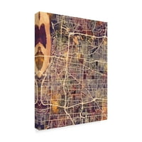 Zaštitni znak Fine Art 'Memphis Tennessee City Map II' Platno umjetnost Michaela Tompsetta