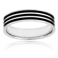 Dvojeni nehrđajući čelik polirani crni prugasti prsten