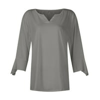 Ženski top-of-the-top, široke Ležerne jednobojne bluze s izrezom u obliku slova u i rukavima