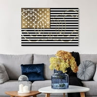 Wynwood Studio Americana i Patriotic Wall Art Canvas ispisuje američke zastave Sjedinjene Države - ​​zlato, crno