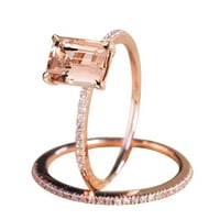 Prstenovi zaručnički prsten od ružičastog zlata s elegantnim malim kvadratnim cirkonom