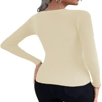 Ženski pulover s okruglim vratom pletena odjeća za slobodno vrijeme tunika bluza jednobojni casual radni top pleteni vrhovi