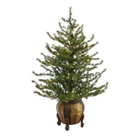 4,5ft. Vancouver Mountain Pine Umjetno božićno drvce s jasnim svjetlima i savijanjem grana u ukrasnom sadici