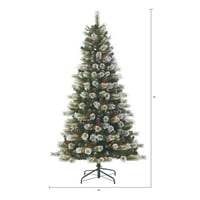 Vrijeme odmora 7,5 ft unaprijed osvijetljeno pjenušavo borovo umjetničko božićno drvce, bistro, zeleno, 7,5 '