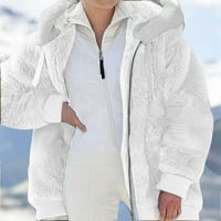 Ženski kaput s kapuljačom srednje duljine s patentnim zatvaračem jednobojni dugi rukav Plus veličina zimski topli široki plišani