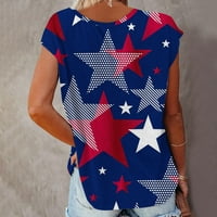Majice za Dan neovisnosti za žene, majica kratkih rukava s okruglim vratom, ljetna gradijentna majica s američkom zastavom, Top