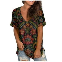 Ženske ljetne majice, Ležerne modne majice kratkih rukava s izrezom u obliku slova A, prevelike cvjetne majice, slatke majice, tiskani