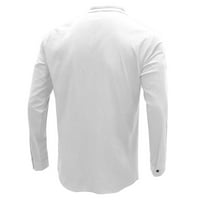 Polo majice za muškarce proljeće i jesen jednobojna gornja košulja ležerna pamučna lanena košulja s ovratnikom Plus veličine za odmor