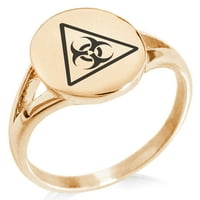 Biološki opasan trokut od nehrđajućeg čelika, minimalistički ovalni, polirani prsten s pečatom s natpisom izjava
