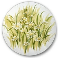 DesignArt 'Sažetak cvjetova bijelih livada' Tradicionalna metalna zidna umjetnost kruga - disk od 23 godine