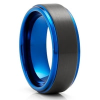 Plavi zaručnički prsten od volframa, crni prsten od volframa, vjenčani prsten, zaručnički prsten, prsten za obljetnicu, četka
