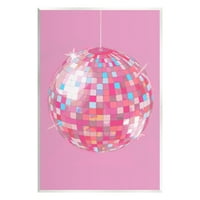 Stupell Industries Pink Disco Ball Groovy uzorak ljepota i modna slika Umjetnička umjetnost Umjetnička umjetnost