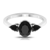 Ženski prsten s tri kamena-prirodni crni prsten od Amboa-Prosinački prsten od rodnog kamena, sterling silver, 12,50 USD