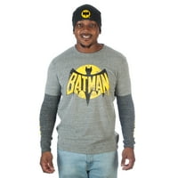 Batman DC Comics Muški vintage inspirirani twofer majica i odgovarajuća Beanie Combo