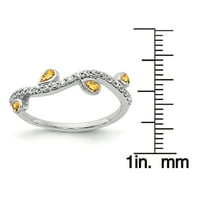 Prsten od bijelog zlata s dijamantom i citrinom od netaknutog karatnog zlata