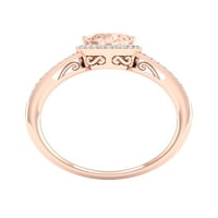 Imperijalni dragulj 10k ružičasto zlato srce rezano morganite ct tw dijamant Halo ženski prsten