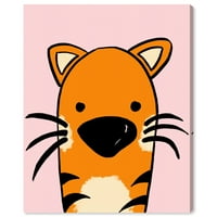 Wynwood Studio životinje zidne umjetničko platno ispisuje 'tigra' dječje životinje - narančasta, ružičasta