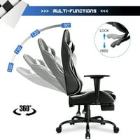Igračka stolica s visokim naslonom, okretna uredska stolica od PU kože, ergonomska stolica za igru podesiva po visini s drvenim nosačem,