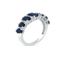 Carski dragulj od bijelog zlata 10K ovalnog reza, Plavi safir s dijamantom od 16K, ženski prsten