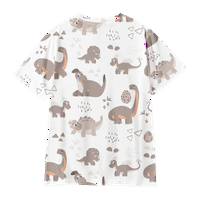 Božićne majice s grafičkim printom dinosaura za dječake i malu djecu, majice kratkih rukava za dječake i djevojčice, Majice kratkih