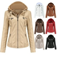 ženski jesenski zimski kaput, ženski tanki kožni ovratnik, moto odijelo s patentnim zatvaračem, kaput s remenom, jakna, vrhovi u