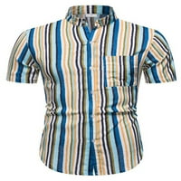 Muška pripijena košulja od Šambre kratkih rukava ljetna ležerna majica s prugastim gumbima