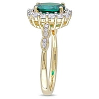 Miabella Women's 1- ct. Stvoren smaragdni, bijeli topaz i dijamant 14KT žuti zlatni koktel prsten