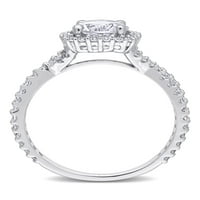 2- Carat T.G.W. Stvoren bijeli safir sterling srebrni halo beskonačni zaručnički prsten