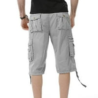 Ljetne teretne kratke hlače za muškarce, Bermude, hlače s više džepova, široke Ležerne hlače s ravnim nogavicama, sive